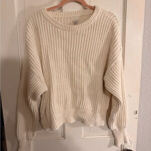 a new day Cream Ribbed Crew Neck Sweater